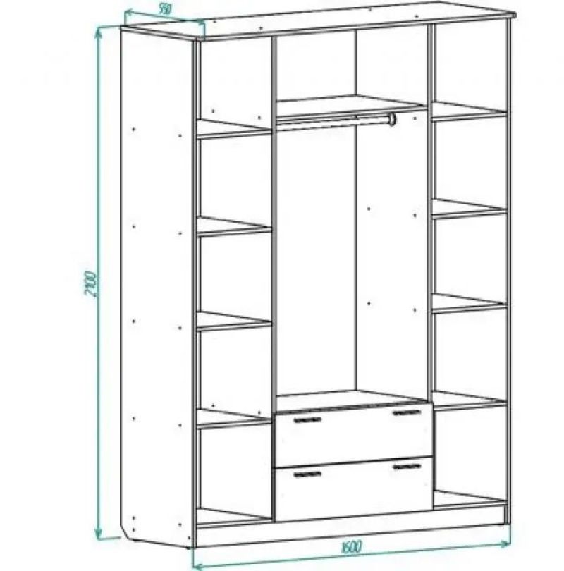 Шкаф распашной 4 х створчатый с ящиками
